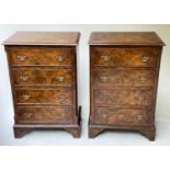 BEDSIDE CHESTS, a pair, 51cm W x 35cm D x 76cm H, George III design, burr walnut, each with four