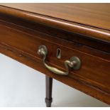 WRITING TABLE, George III period mahogany with full width frieze drawer, line inlay and tapering