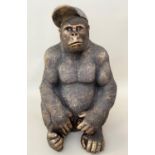 THE GORILLA WITH HIS BASEBALL CAP, 57cm H, contemporary school sculptural study.