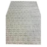 ART DECO DESIGN SILK CARPET, 300cm x 250cm, geometric silver field.