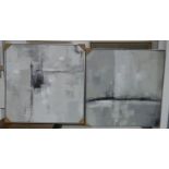 CONTEMPORARY SCHOOL OELOGRAPH DIPTYCH, 102cm x 102cm, framed. (2)