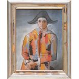 PABLO PICASSO 'Harlequin', 81cm x 67cm, quadrichrome, framed and glazed.