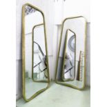 WALL MIRRORS, a pair, 124cm x 58cm, 1960s French style, gilt framed. (2)