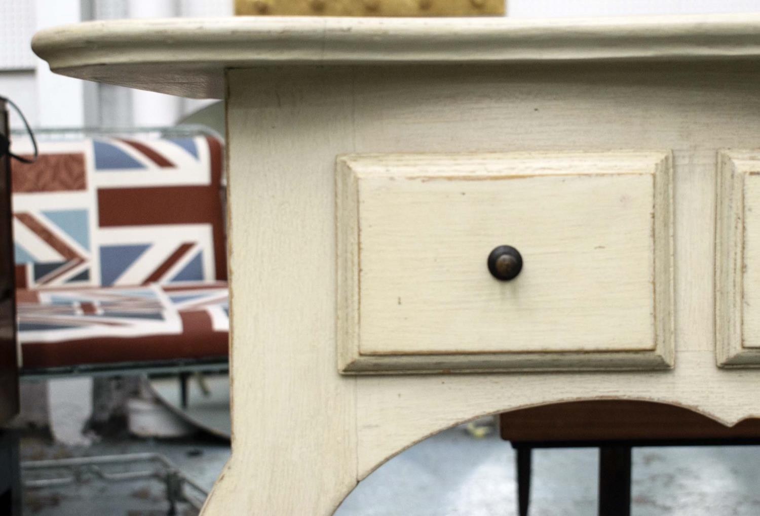 CHELSEA TEXTILES SIDE TABLE, 92cm W x 78cm H x 55cm D with three drawers on cabriole supports. - Image 5 of 9