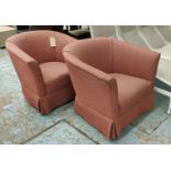 TUB ARMCHAIRS, a pair, 78cm W, contemporary. (2)