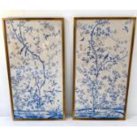 ASIAN BLOSSOM PRINTS, a set of two, framed, 90cm x 48cm per panel. (2)