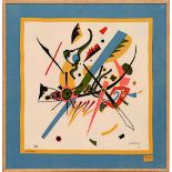 WASSILY KANDINSKY 'Abstract', signed in the plate, print on silk, 85cm x 80cm, framed and glazed. (