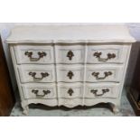 COMMODE, 124cm x 60cm x 91cm, Louis XV style white painted with three drawers.