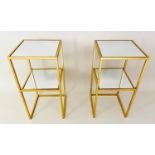 MAISON BAGUS STYLE SIDE TABLES, a pair, 30.5cm x 30.5cm x 61cm, two tier. (2)