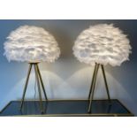 FEATHER CLOUD TABLE LAMPS, a pair, 60cm H. (2)