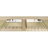 DRINKS TRAYS, a pair, 70cm x 49cm x 39cm, 1970's Italian style mirrored finish with lozenge