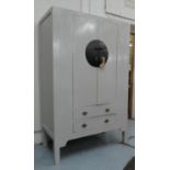 MARRIAGE CABINET, 58cm D x 180cm H x 116cm W, Chinese Shanxi style, grey painted.