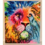 CONTEMPORARY SCHOOL 'The Lion', on canvas, 120cm x 100cm. (3)
