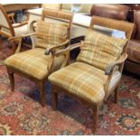 OPEN ARMCHAIRS, a pair, 60cm x 95cm H ladder backs.