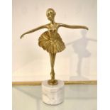 SCULPTURAL STUDY OF A BALLERINA, 29cm H gilt metal on marble base.