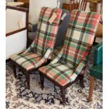 SIDE CHAIRS, two similar, 42cm x 95cm H, George IV mahogany highbacked in tartan. (2)