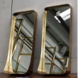 MIRRORED WALL NICHES, a pair, 91cm x 41cm, 1960s French style. (2)