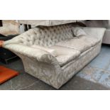 SOFA, buttoned back, 92cm D x 240cm w, traditionally sprung.