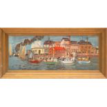 RAOUL DUFY 'Regates à Deauville', lithograph, 27cm x 70cm, framed and glazed.