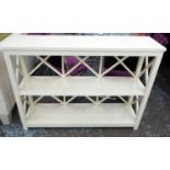 OKA BOOKSHELVES, 125cm L x 90cm H x 33cm D cream.