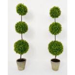 FAUX BOX PLANTS, a pair, 138cm H, potted. (2)