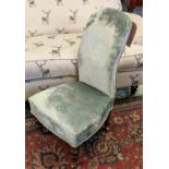 NURSING CHAIR, Victorian later velvet upholstered finish.