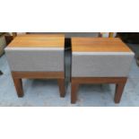 BED SIDE TABLES, a pair, 45cm x 35cm x 52cm, with one drawer each, upholstered detail. (2)