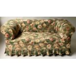 CHESTERFIELD SOFA, 178cm W, Victorian, with floral print cotton loose covers and horsehair