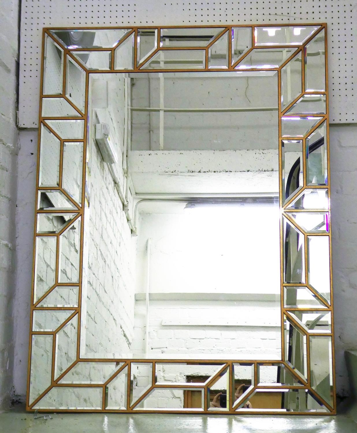 WALL MIRROR, 119cm x 89cm, 1970s Italian style, mirrored and gilt frame.