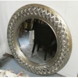 WALL MIRROR, 117cm diam silver gilt pierced frame.