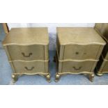 SIDE CHESTS, a pair, 55cm x 44cm x 69cm, contemporary gilt wood, two drawers each. (2)