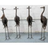 CRANES, four, each 90cm tall metal. (4)