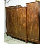 WARDROBE, 228cm L x 188cm H x 61cm D 19th century mahogany with four arched panelled doors, the