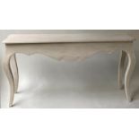 CONSOLE TABLE, 150cm x 40cm D x 80cm H, French Louis XV style traditionally grey painted, carved