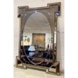 WALL MIRROR, Art Deco design, oval plate with an eglomise and floral etched frame, 120cm x 80cm.
