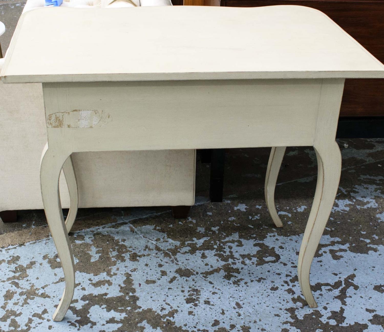 CHELSEA TEXTILES SIDE TABLE, 92cm W x 78cm H x 55cm D with three drawers on cabriole supports. - Image 9 of 9