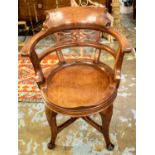 DESK CHAIR, 19th century, 60cm W x 81cm H, with a shaped seat.