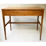 DANISH WRITING TABLE, 1970's teak with blind frieze drawers and stretchered supports, 90cm x 53cm
