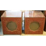 LAMP TABLES, 56cm x 56cm x 56cm, a pair, of cube form, en suite with previous lot. (2)