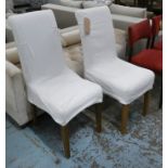 OKA ECHO DINING CHAIRS, a set of six, 102cm H loose covers. (6) (stained)