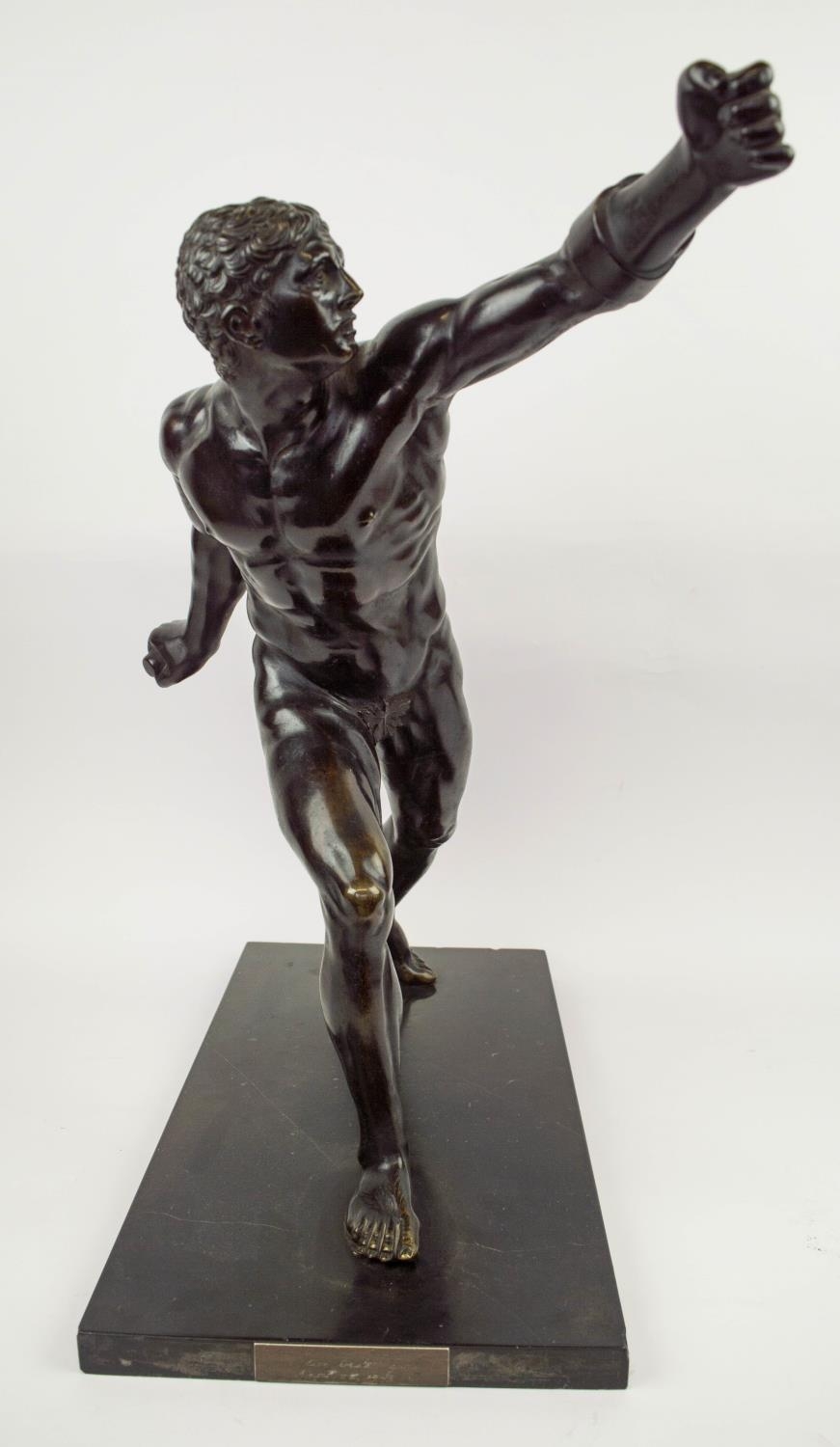 BRONZE SCULPTURE, 'The Borghese Gladiator' 19th century Italian, after the original marble held in - Image 3 of 13