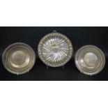 TRAY, Gorham sterling silver, swing design with scallop edge, approx. 24oz, along with two other