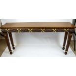 CONSOLE TABLE, Neo-Classical design mahogany and beechwood, carved acanthus and gilt ribbon with