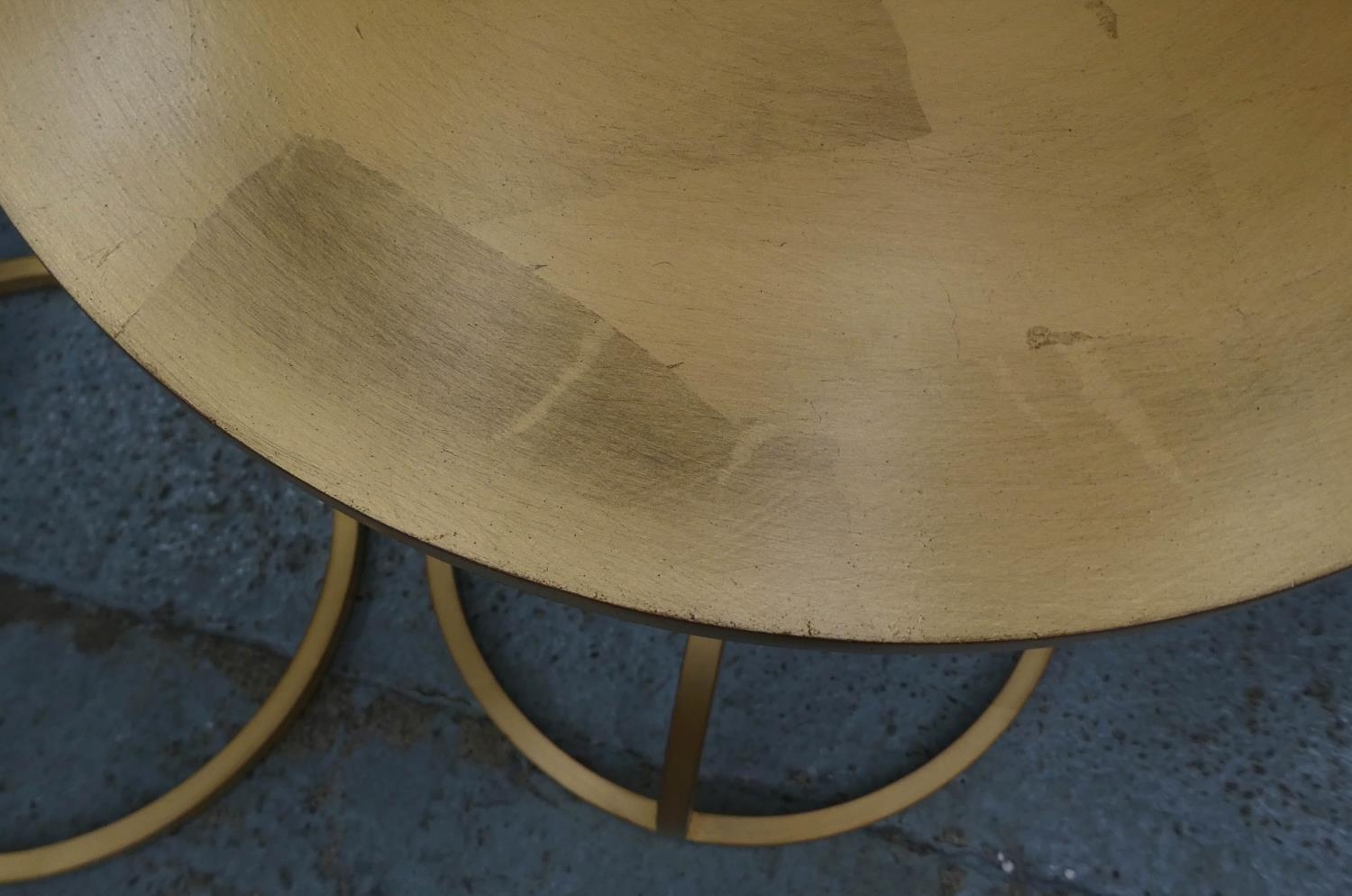 SIDE TABLES, a pair, 61cm x 44cm diam, contemporary, gilt metal. (2) - Image 3 of 4