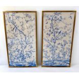 ORIENTAL PRINTS, a pair, 88cm x 47cm, framed (2)