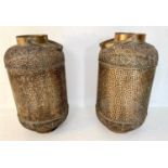 PIERCED METAL LANTERNS, a pair, 70cm H, oversized Oriental style design. (2)