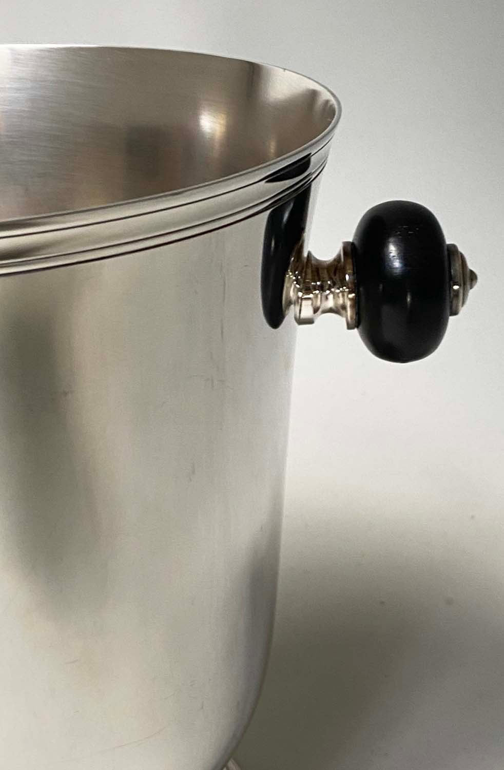 CHRISTOFLE CHAMPAGNE BUCKET, silver plated urn form with turned ebony handles and moulded - Image 5 of 6