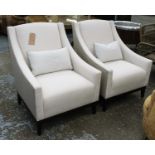 ARMCHAIRS, a pair, 75cm x 85cm x 90cm, contemporary design, neutral upholstered. (2)