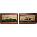 20TH CENTURY GEOFFREY FLETCHER BRITISH SCHOOL, 'HMS Lion' and 'HMS Tiger', oil on canvas, 19cm x