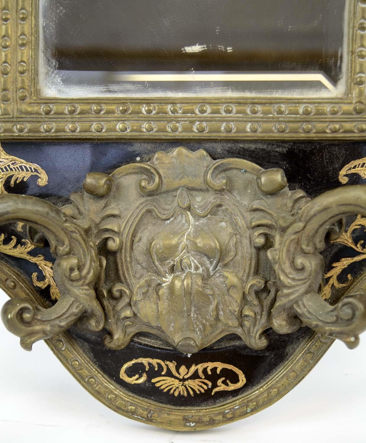 WALL SCONCES, a pair, 18th century Chinese export style, with ceramic inset famille noire panels, - Image 7 of 9
